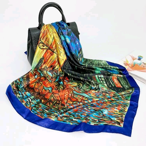 💖 Square Colorful Hair or neck Scarf - Picture 3 of 12